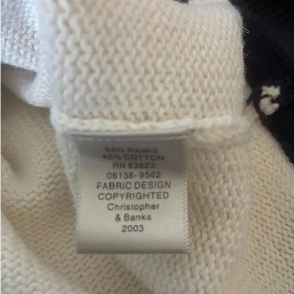 Christopher & Banks Navy and White Cat Sweater Size Large - Picture 8 of 14